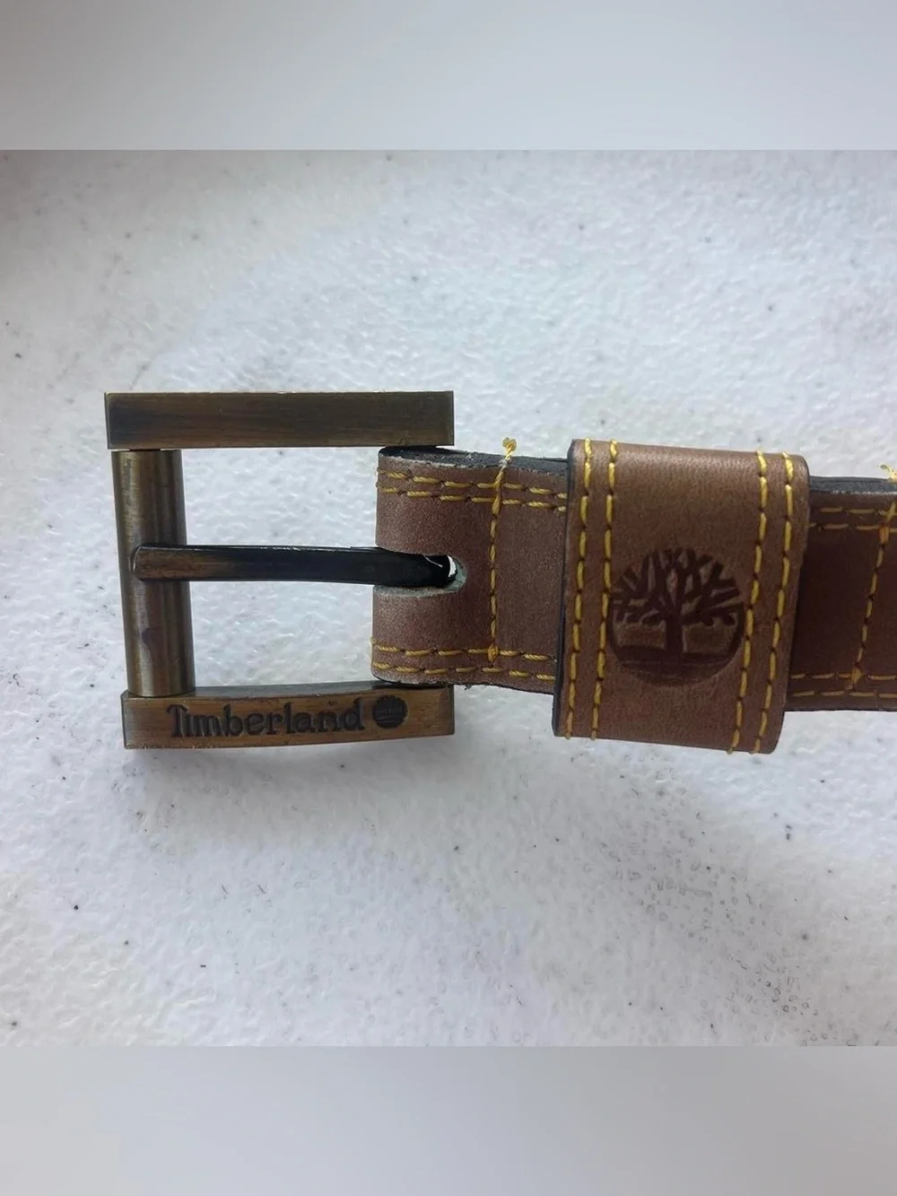 Timberland Brown Leather Belt Size 80 Classic Genuine Leather Casual Accessory